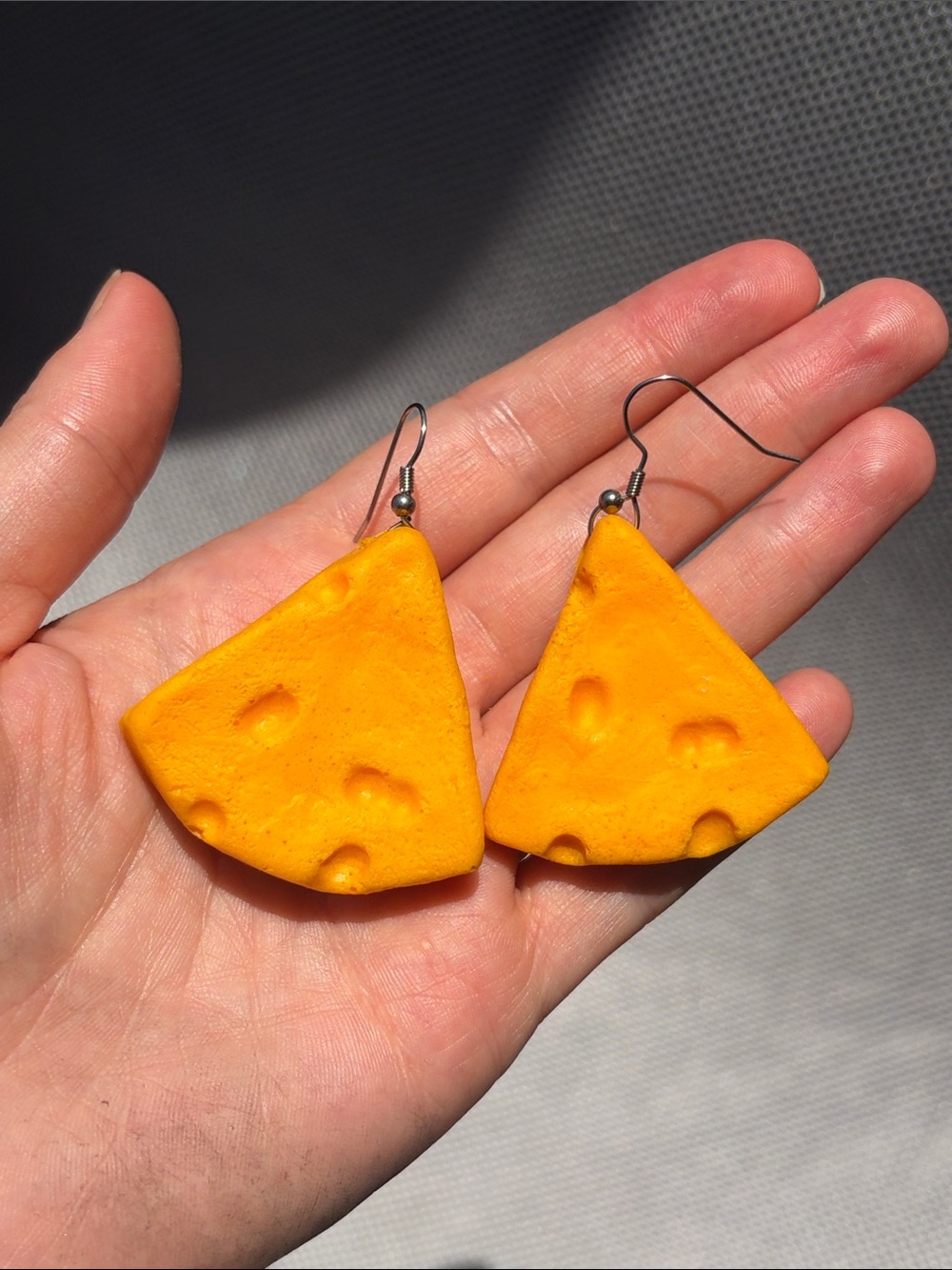 Handmade Yellow Cheese Slice Dangle Earrings